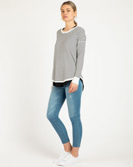 Betty Basics Sophie Knit Jumper - White/Black Stripe