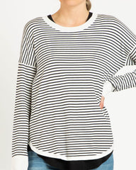 Betty Basics Sophie Knit Jumper - White/Black Stripe