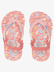 Roxy Girls 2-7 Years Pebbles VII Jandal - Red/Stripe