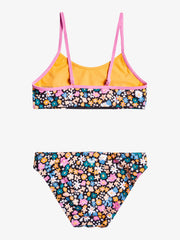 Roxy Girls Active Joy Bralette Set - Anthracite Flower Power