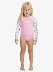 Roxy Rainbow Check Onesie LS Swimsuit - Bright White Check