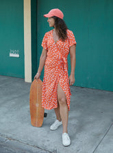 Roxy Indigo Sand Midi Wrap Dress - Tiger Lily Flower Rain