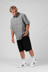 RPM Linen Stripe SS Shirt - Black Stripe