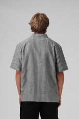 RPM Linen Stripe SS Shirt - Black Stripe