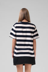 RPM Stripe O/S Tee - Navy/White Stripe