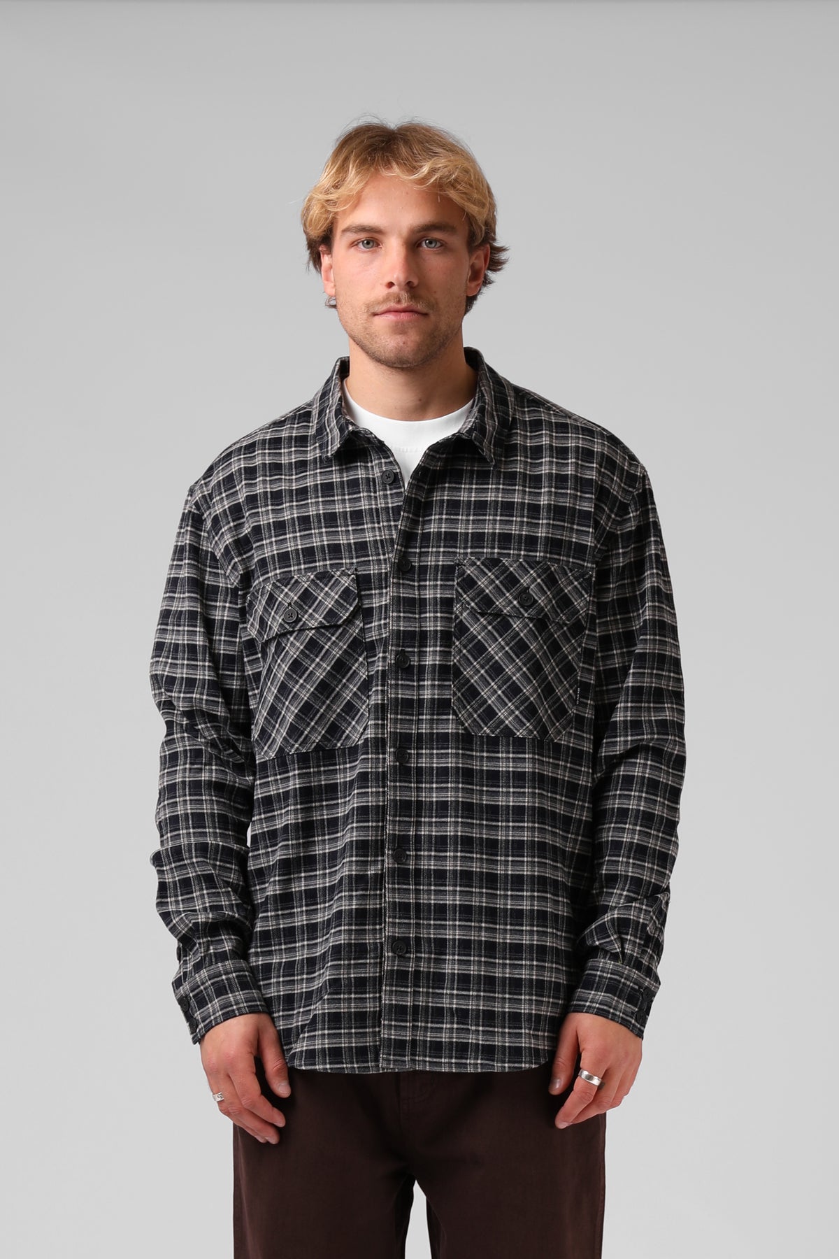 RPM Plaid LS Shirt - Navy/Cream