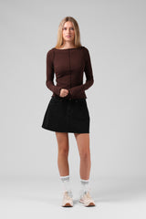 RPM Womens Ribbed LS - Chocolate