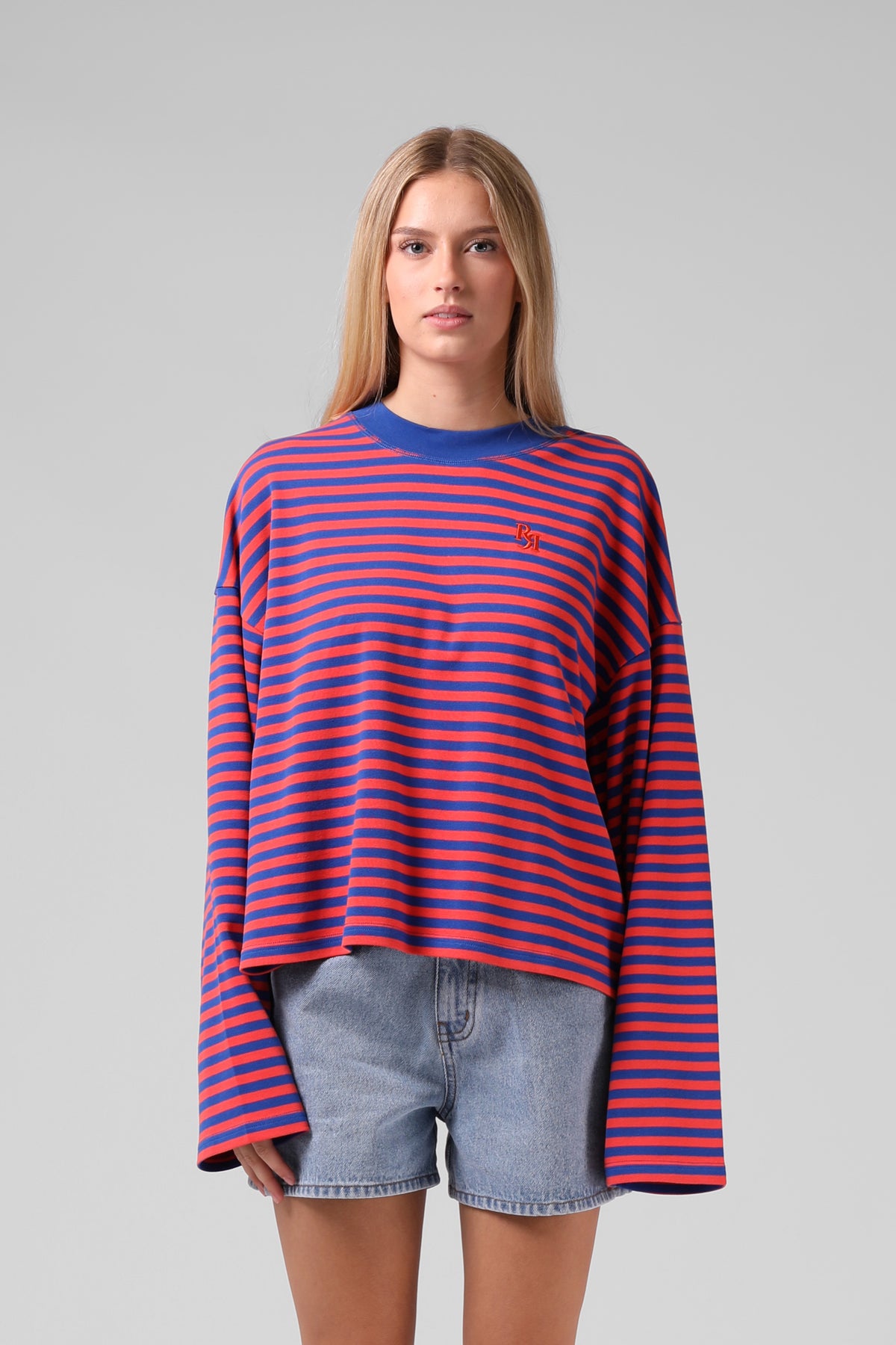 RPM Womens Olive LS Tee - Orange Stripe