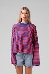 RPM Womens Olive LS Tee - Orange Stripe