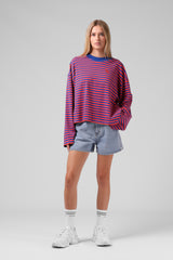 RPM Womens Olive LS Tee - Orange Stripe