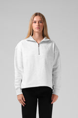 RPM Womens 1/4 Zip Sweater - White Marl