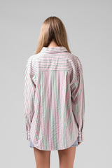 RPM Womens Oversize Shirt - Pink Stripe