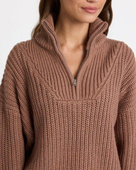Roxy So Cozy Half Zip Jumper - Mocha