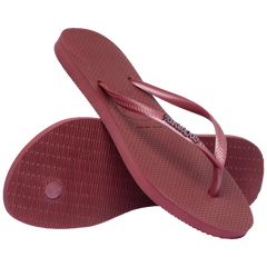 Havaianas Womens Slim Logo Metallic Jandal - Amaranto