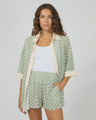 Silent Theory Bonnie Contrast Shirt - Sage/Cream
