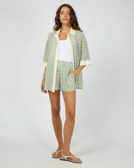 Silent Theory Bonnie Contrast Shirt - Sage/Cream