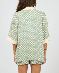 Silent Theory Bonnie Contrast Shirt - Sage/Cream