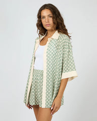 Silent Theory Bonnie Contrast Shirt - Sage/Cream