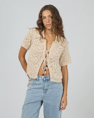 Silent Theory Nina Crochet Knit Top - Natural