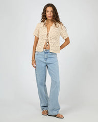 Silent Theory Nina Crochet Knit Top - Natural