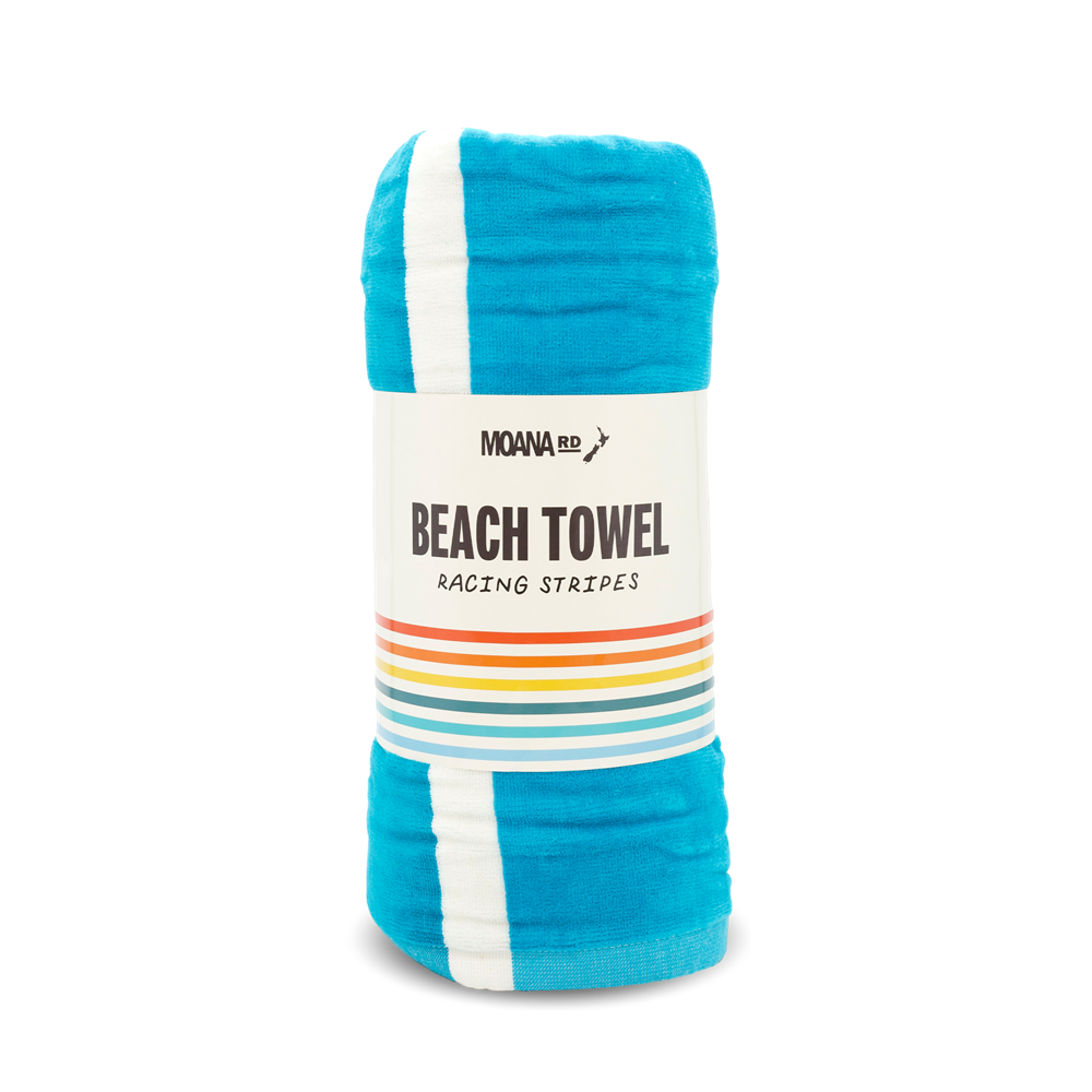 Moana Rd 100% Cotton Beach Towel - Racing Stripes