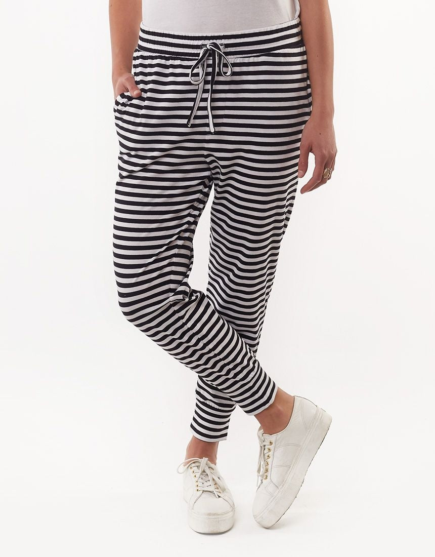 Silent Theory Pant Falling Brick Stripe - Grey Marle/White Stripe