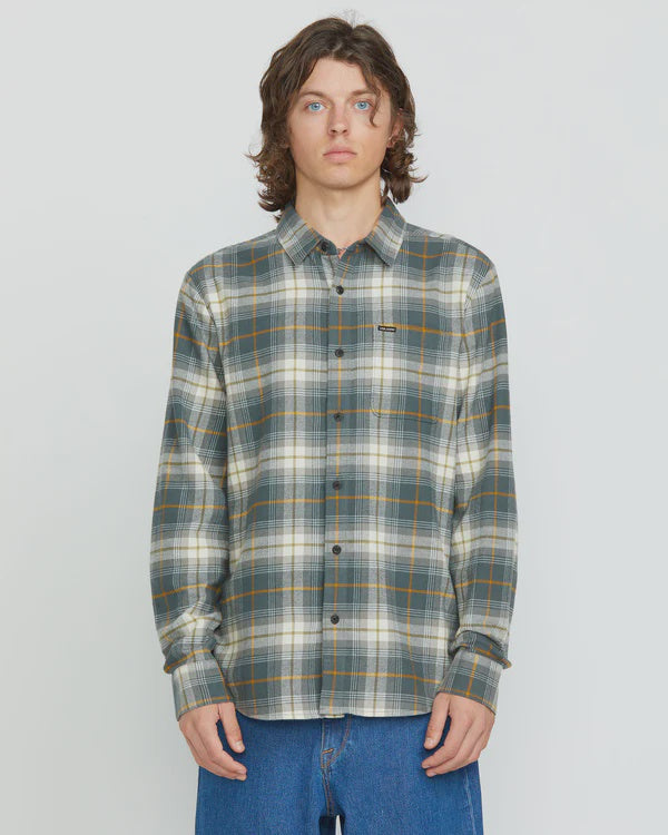 Volcom Caden Plaid LS Shirt- Dark Slate