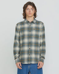 Volcom Caden Plaid LS Shirt- Dark Slate