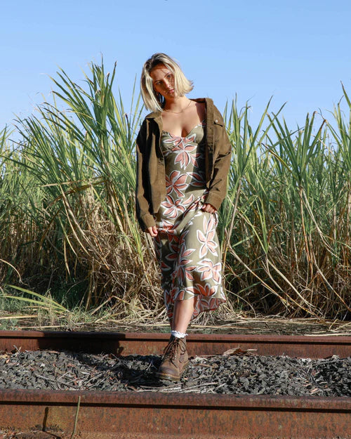 Volcom Psychonic Slippy Dress - Light Army