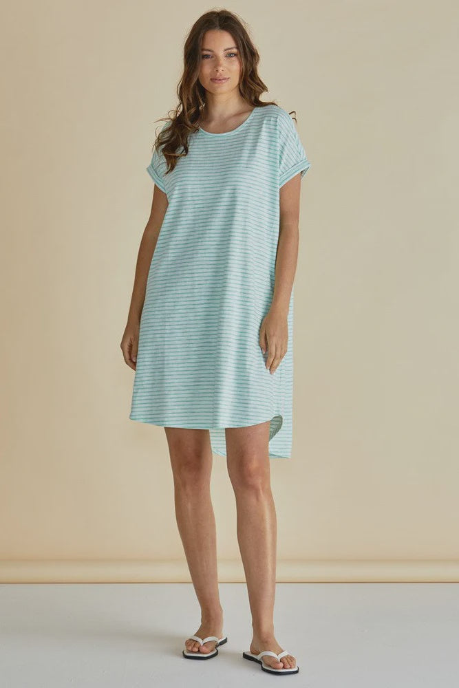 Betty Basics Maxine T-Shirt Dress - Green Stripe