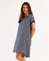 Betty Basics Maxine T-Shirt Dress - Navy Stripe