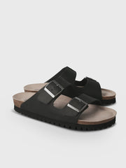 Genuins Hawaii Oiled Leather Sandal - Black