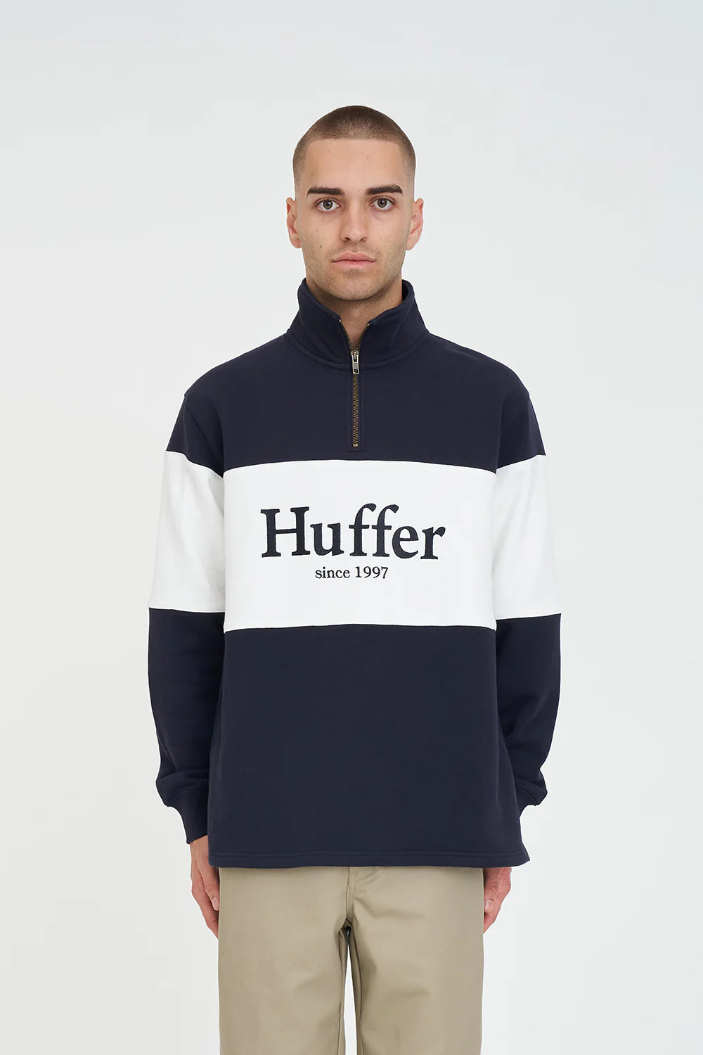 Huffer Classic 1/4 Zip Block Jersey - Navy