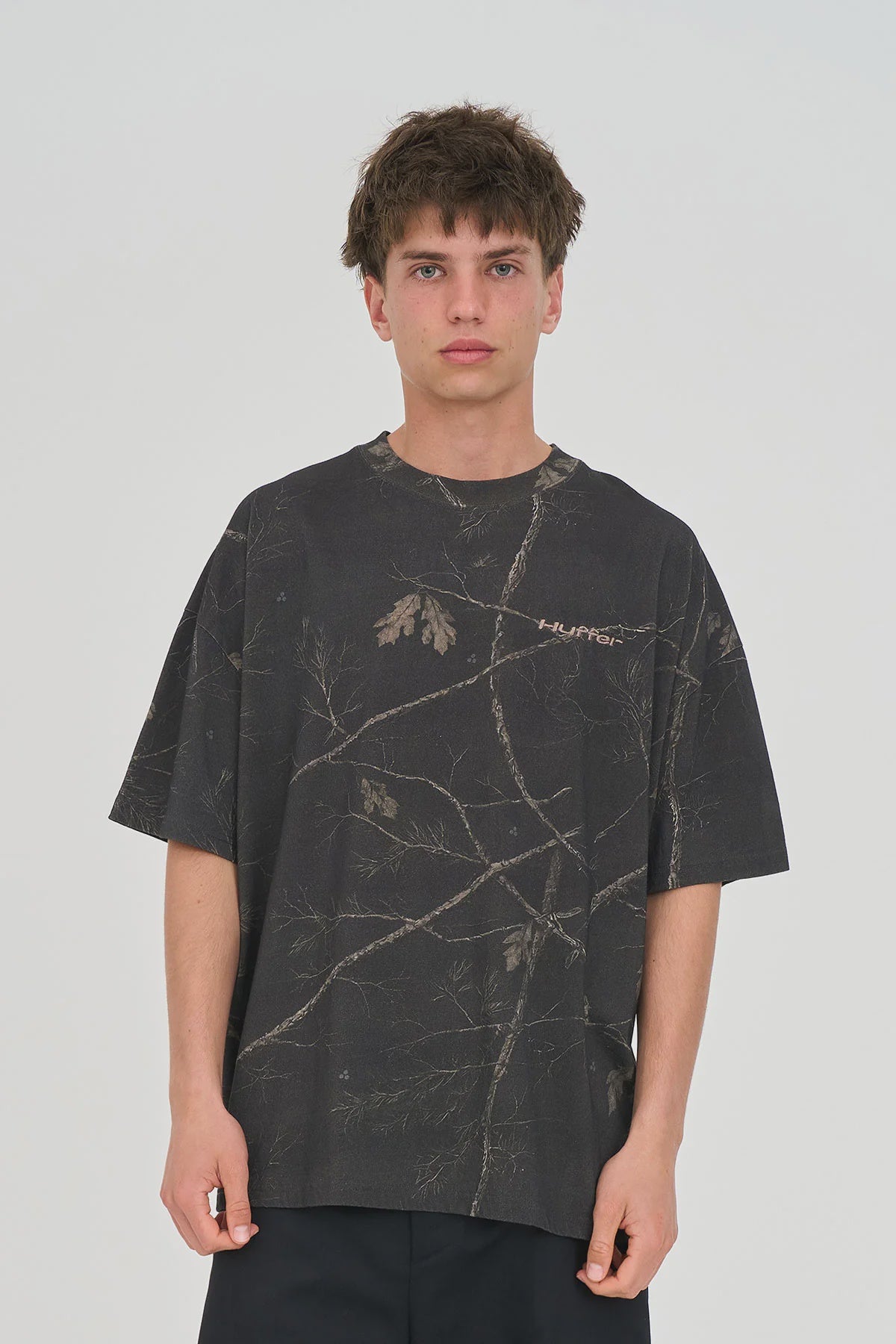 Huffer Mens Night Camo Box Tee 220 - Black