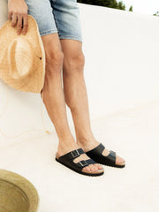 Genuins Hawaii Oiled Leather Sandal - Black
