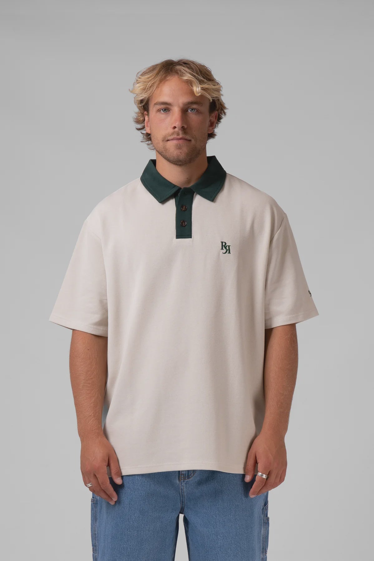 RPM Contrast Polo - Bottle/Cream