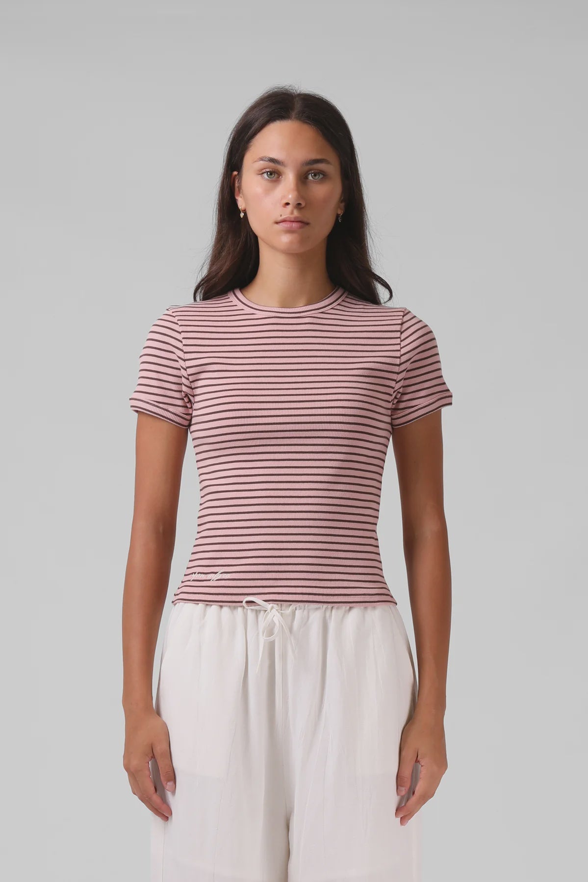 RPM Stripped Ribbed Tee - Pink Stripe