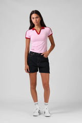 RPM V Neck Polo Tee - Pink/Red