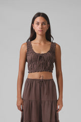 RPM Shirred  Crop Top - Chocolate