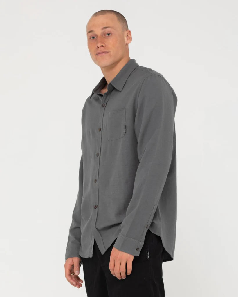 Rusty Overtone Long Sleeve Linen Shirt - Castlerock