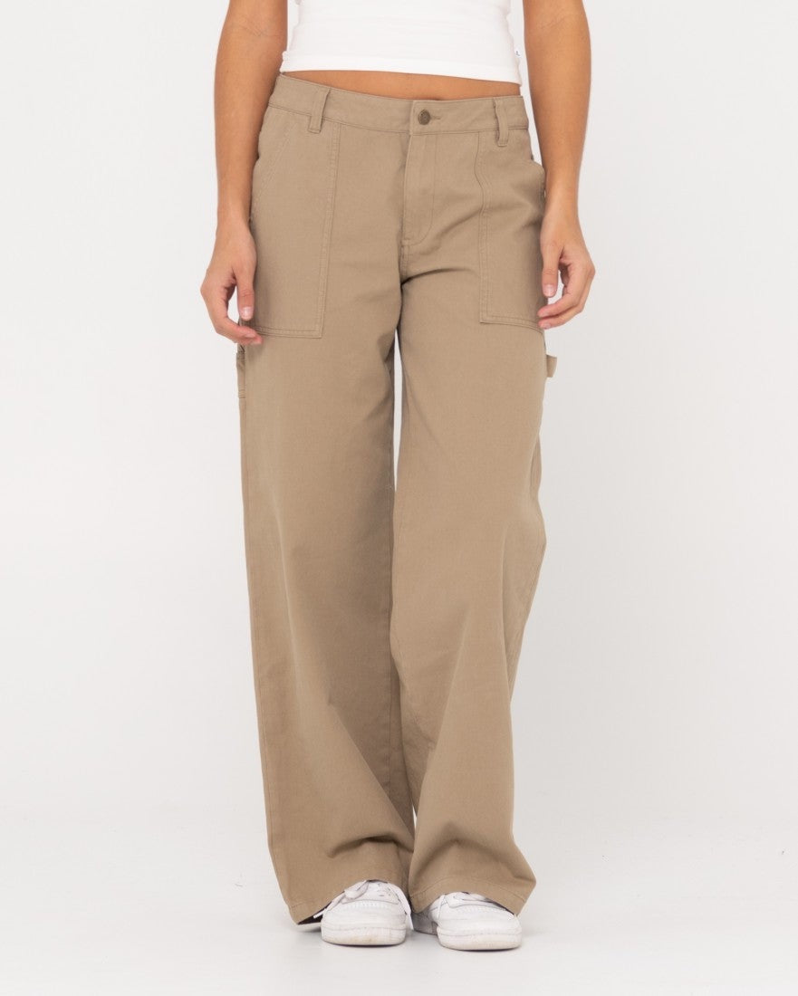 Rusty Billie Low Wide Canvas Carpenter Pant - Khaki