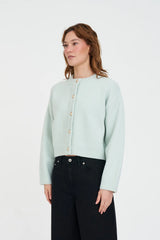 Huffer Elle Crop Cardigan - Mint