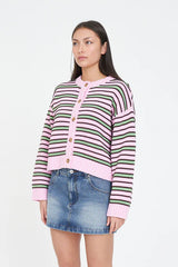 Huffer Bobby Knit Cardigan - Pink/Meadow
