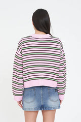 Huffer Bobby Knit Cardigan - Pink/Meadow