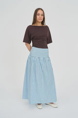 Huffer Womens Stripe Ashton Skirt - Bay Blue