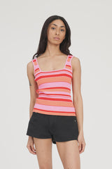 Huffer Kyra Stripe Rib Tank - Heatwave