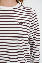 Huffer Oui Oui Long Sleeve Tee - Chestnut/Chalk