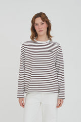 Huffer Oui Oui Long Sleeve Tee - Chestnut/Chalk