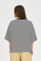 Huffer Stripe Billie Tee 185 - Butter/Navy