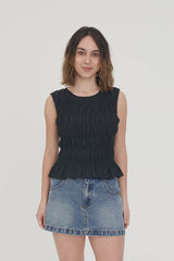 Huffer Womens Lin-in Bridget Top - Black